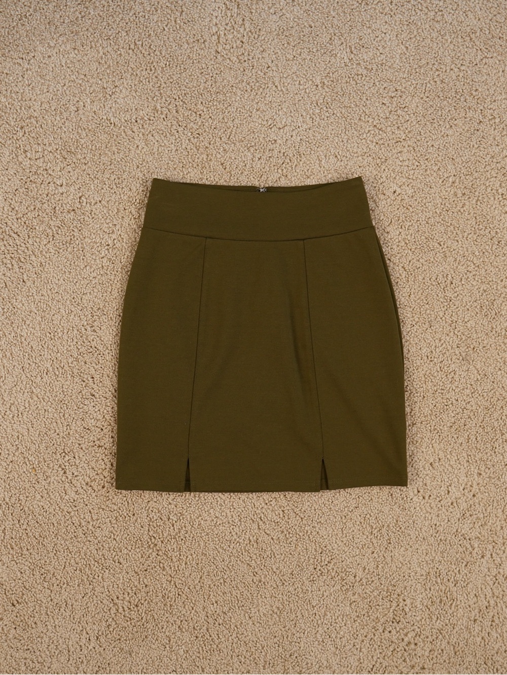 Urban Outfitters Olive Mini Ponte Skirt with Front Slits